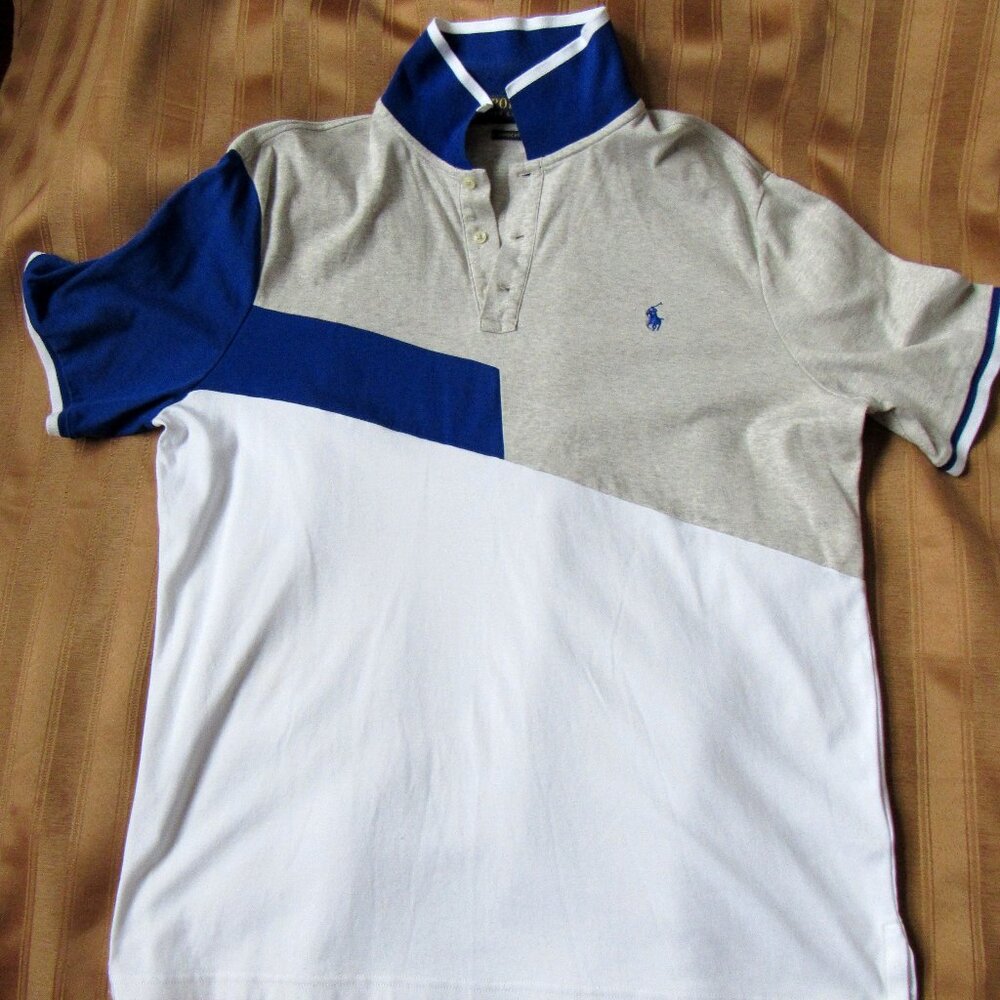 POLO RALPH LAUREN Mens Classic Fit, Cotton, L, White, Blue, Beige